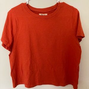 Softfade Cotton Boxy-Crop Tee in Roasted Squash Size S